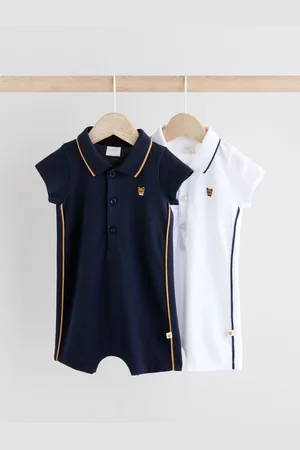 Next Blue/White Textured Baby Rompers 2 Pack 3