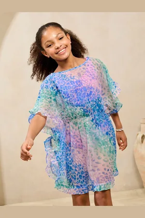 Lipsy London Blue Ombre Printed Frill Edge Kaftan (5-16yrs) 7