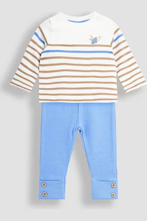 JoJo Maman Bébé Blue Jersey Top And Rib Legging Set 12