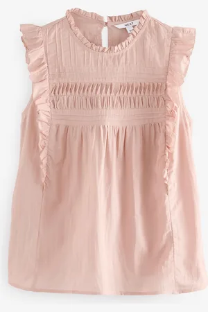 Next Pink Ruffle Short Sleeve Blouse AU 12