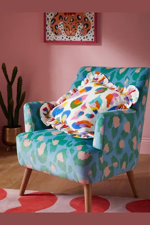 Eleanor Bowmer Multi Painted Leopard Ruffle Cushion