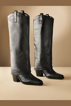 Next Black Premium Cowboy Gaiter Boho Knee High Boots AU 6 (EU 37)