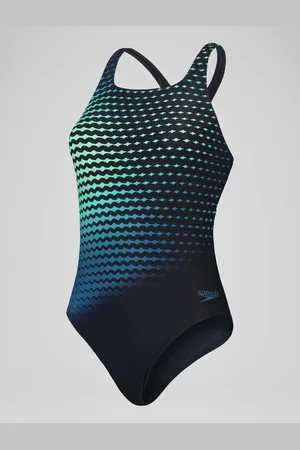 Speedo Black Digital Printed Medalist Swimsuit 36