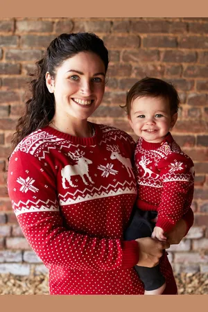 The Little Tailor Womens Christmas 100% Cotton Reindeer Fairisle Pattern Jumper XS