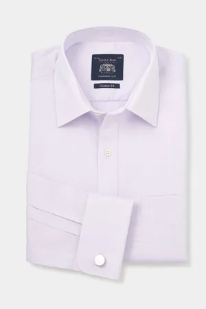 SAVILE ROW Twill Classic Fit Double Cuff Formal 100% Cotton Shirt AU 47 Regular