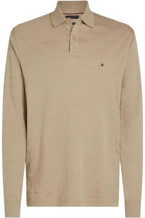 Tommy Hilfiger Regular Fit Jacquard Stripe Long Sleeve 100% Cotton Polo Shirt XL