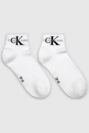Calvin Klein White Mens Monogram Quarter Socks 2 Pack AU 6-7.5