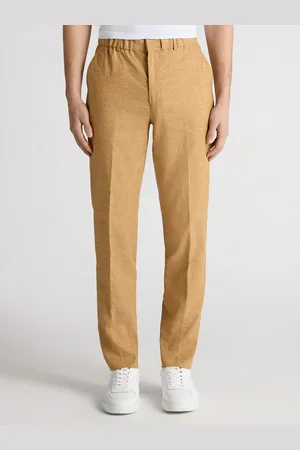 Remus Yellow Slim Leg Linen-Blend Trousers 32