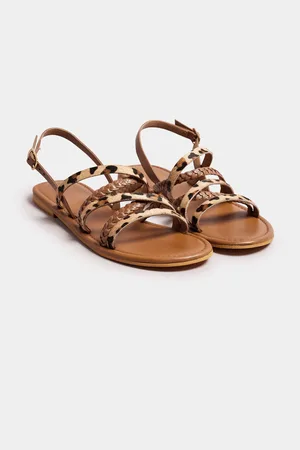 Long Tall Sally Brown Animal Strap Cross Over Sandals AU 9 (EU 40)