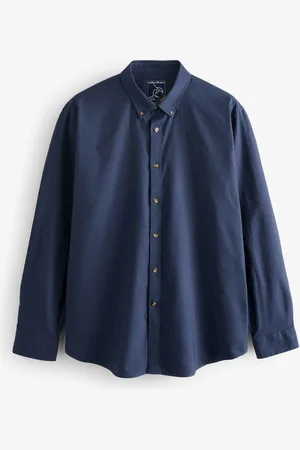 Raging Bull Blue Classic Long Sleeve Oxford 100% Cotton Shirts 2 Pack L