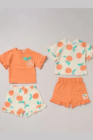 LILY & JACK Orange 4-Piece Mix and Match Printed 100% Cotton T-Shirt and Shorts Set 5 Years (110cm)