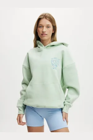 Cotton On Light Green Plush Premium Graphic Hoodie S