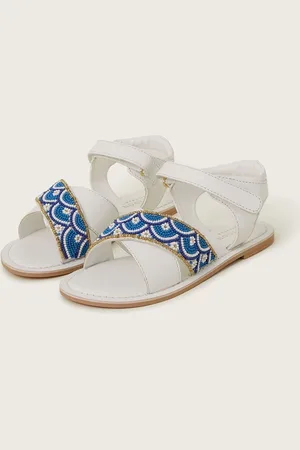 Monsoon White Beaded Strappy Sandals AU 12 (EU 30)
