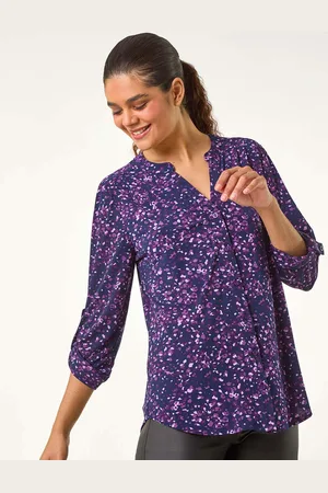 Roman Purple Stretch Speckled Print Blouse AU 10