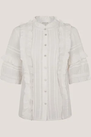 Monsoon Meesha Frill Short Sleeve 100% Cotton Shirt L