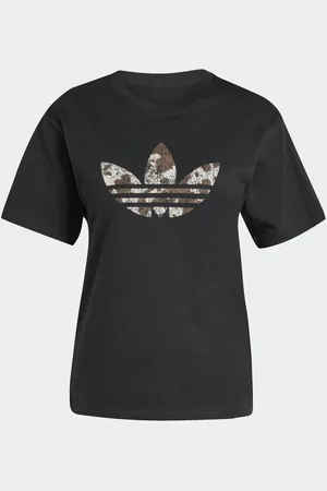 adidas Black Animal Print Trefoil T-Shirt AU 12
