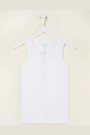 Fat Face FatFace Rachel White Rib Vest AU 14