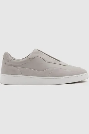 Reiss Grey Cruz Grained Leather Elasticated Lace Trainers AU 10 (EU 44)
