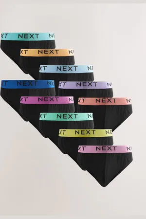 Next Black Bright Waistband 10 pack Cotton Rich Briefs xlarge