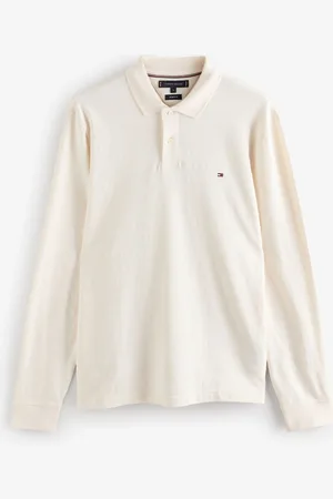 Tommy Hilfiger Regular Fit Jacquard Stripe Long Sleeve 100% Cotton Polo Shirt S