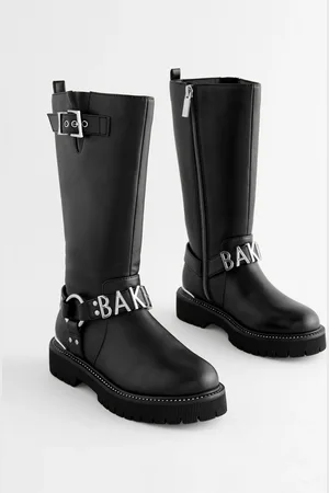 Ted Baker Girls Tall Buckled Knee High Black Boots AU 12 (EU 30.5)