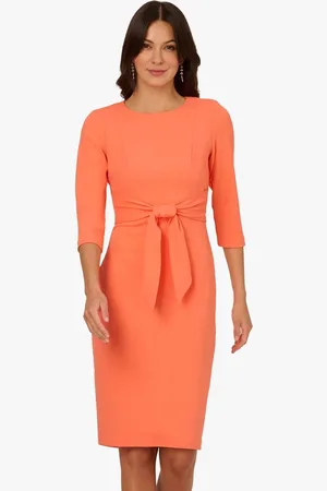 Adrianna Papell Knit Crepe Tie Waist Sheath Dress AU 14