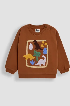 JoJo Maman Bébé Brown Dino 100% Cotton Appliqué Sweatshirt 2