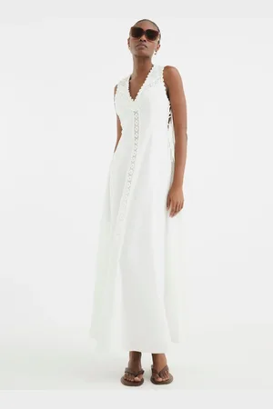 River Island Lace Insert 100% Cotton Midi Dress 10