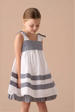 Angel & Rocket Avery Pannelled 100% Cotton Tie Shoulder Dress 10 Years (140cm)