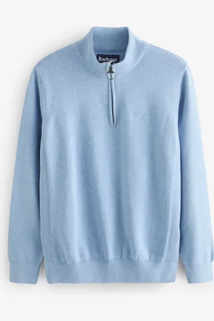 Barbour Blue 100% Cotton Quarter Zip Jumper L