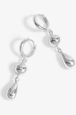 Jon Richard Silver Tone Orb And Teardrop Polished Earrings One