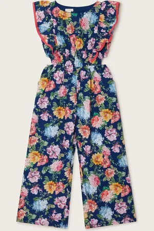 Monsoon Blue Vintage-Style Floral Jumpsuit 10 Years (140cm)