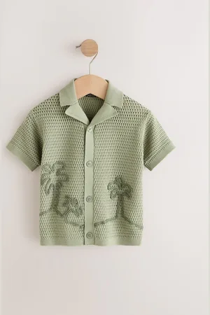 Next 100% Cotton Textured Revere Collar Short Sleeve Knitted Polo Shirt (3mths-7yrs) 3