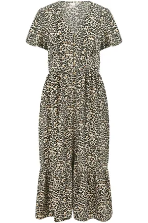 Yumi Leopard Print Pleated Button Through Midi Dress AU 14