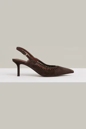Reiss Cecily Suede Twist Detail Slingback Court Shoes AU 6 (EU 37)