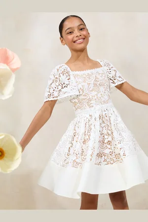 Lipsy London Lace Square Neck Occasion Dress (5-16yrs) 8 Years (128 cm)