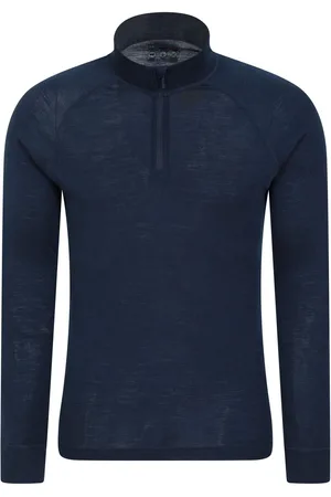 Mountain Warehouse Blue Mens Merino Quarter Zip Thermal Top M
