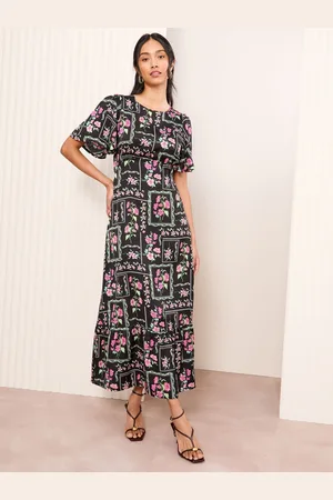 Friends Like These Satin Angel Sleeve Empire Midi Dress AU 22