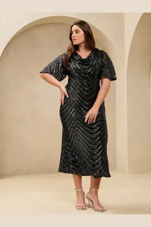 Lipsy London Curve Cowl Neck Sequin Maxi Dress AU 20