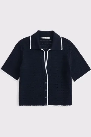 Abercrombie & Fitch Textured Knitted 100% Cotton Shirt medium