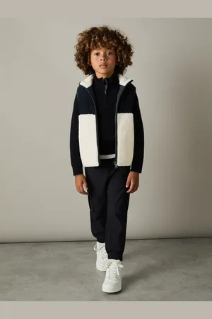 Reiss Navy/White Dutton 9-13 yrs Cotton-Corduroy and Fleece Gilet 10