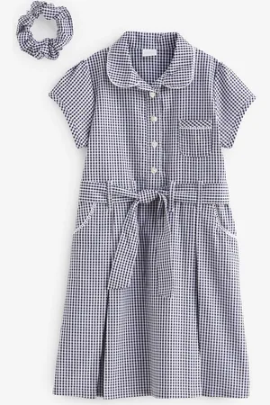 Next Rich Belted School Dress With Scrunchie (3-14yrs) 6 Years (116cm)