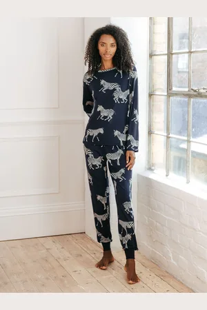 Chelsea Peers Blue Navy Zebra Classic Pyjamas Set AU 14