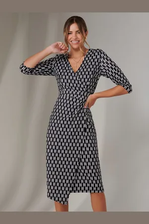 Jolie Moi 3/4 Sleeve Wrap Shift Dress AU 18