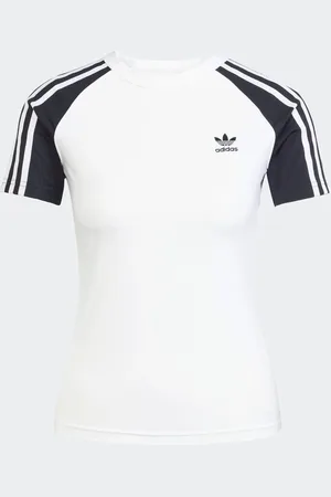 adidas White/Black 3 Stripe Slim T-Shirt AU 4