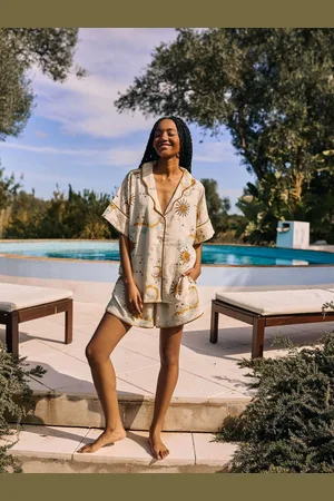 Their Nibs Cream La Luna Oversized Scallop Short Pyjama Set XL