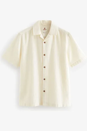 Next 100% Cotton Textured Waffle Short Sleeve Shirt XL