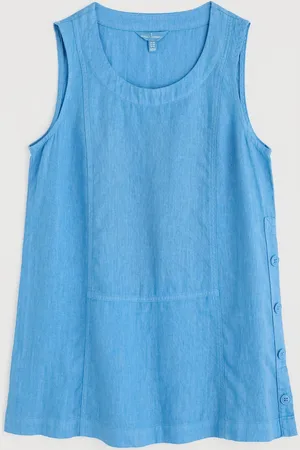 Seasalt Cornwall Blue Foredune 100% Linen Vest AU 26-28
