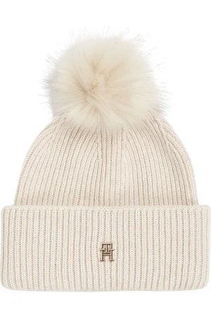 Tommy Hilfiger White Pom Pom Beanie With Cashmere one