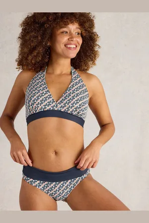 White Stuff Blue Reversible Fold Down Bikini Bottoms AU 24